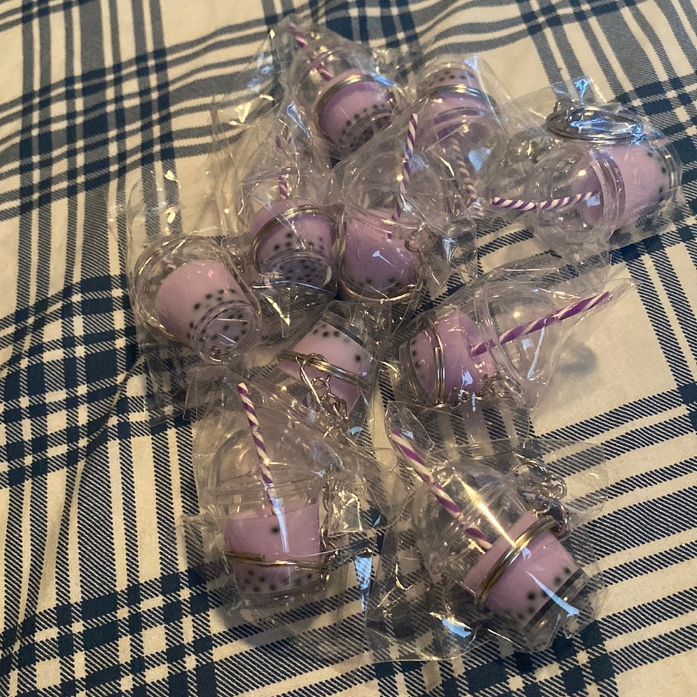 Mini purple boba keychains